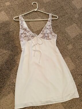 White Fox Boutique Ivory Lace-Front Mini Dress